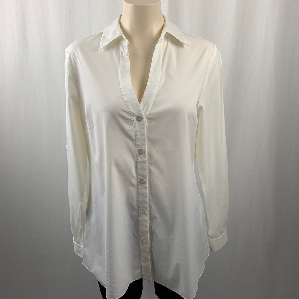 Elie Tahari Off-White Collar Button-Up Blouse